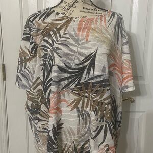 Alfred Dunner Leaf Print Blouse in Earthy Tones